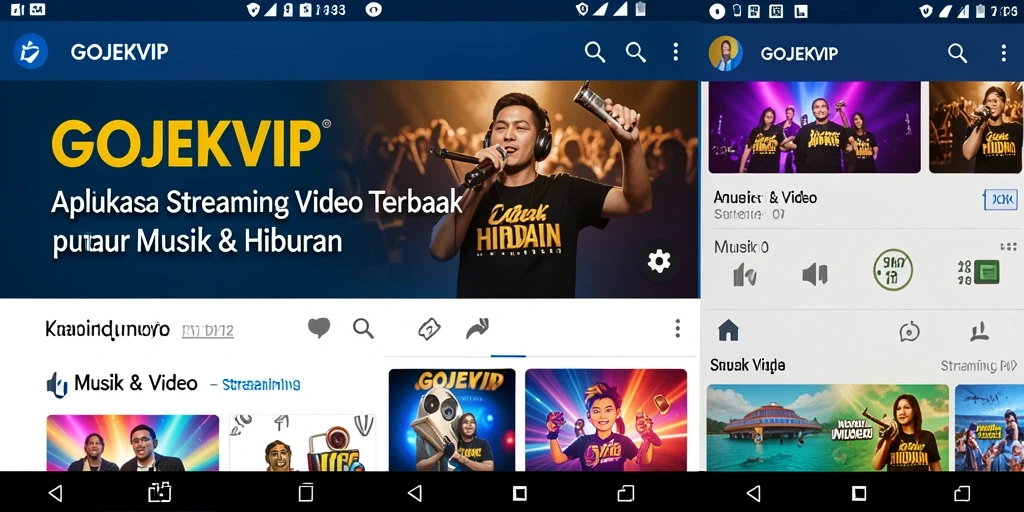 Tampilan antarmuka GOJEKVIP yang menarik dan fungsional untuk Streaming Video.