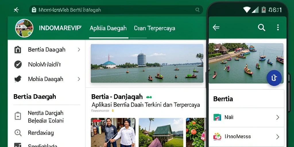Antarmuka terbaru aplikasi INDOMAREVIP yang menampilkan berita daerah.