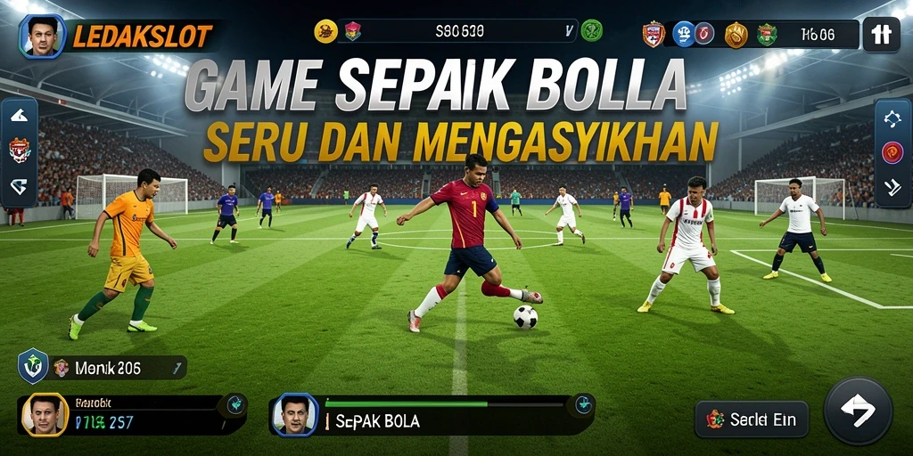 Screenshot LEDAKSLOT menampilkan pertandingan sepak bola yang seru.