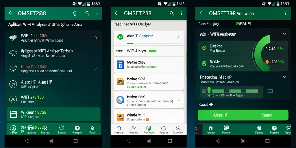 Antarmuka aplikasi OMSET288 menampilkan analisis jaringan WiFi secara detail.
