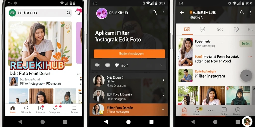 Antarmuka menarik REJEKIHUB yang mudah digunakan untuk filter Instagram.
